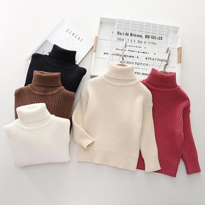 Children Casual Soft Cotton Pullovers Warm Turtleneck Slim Sweaters for Girl Solid Color Pullovers Knit Sweater Elastic Jumpers Clothes Autumn Winter