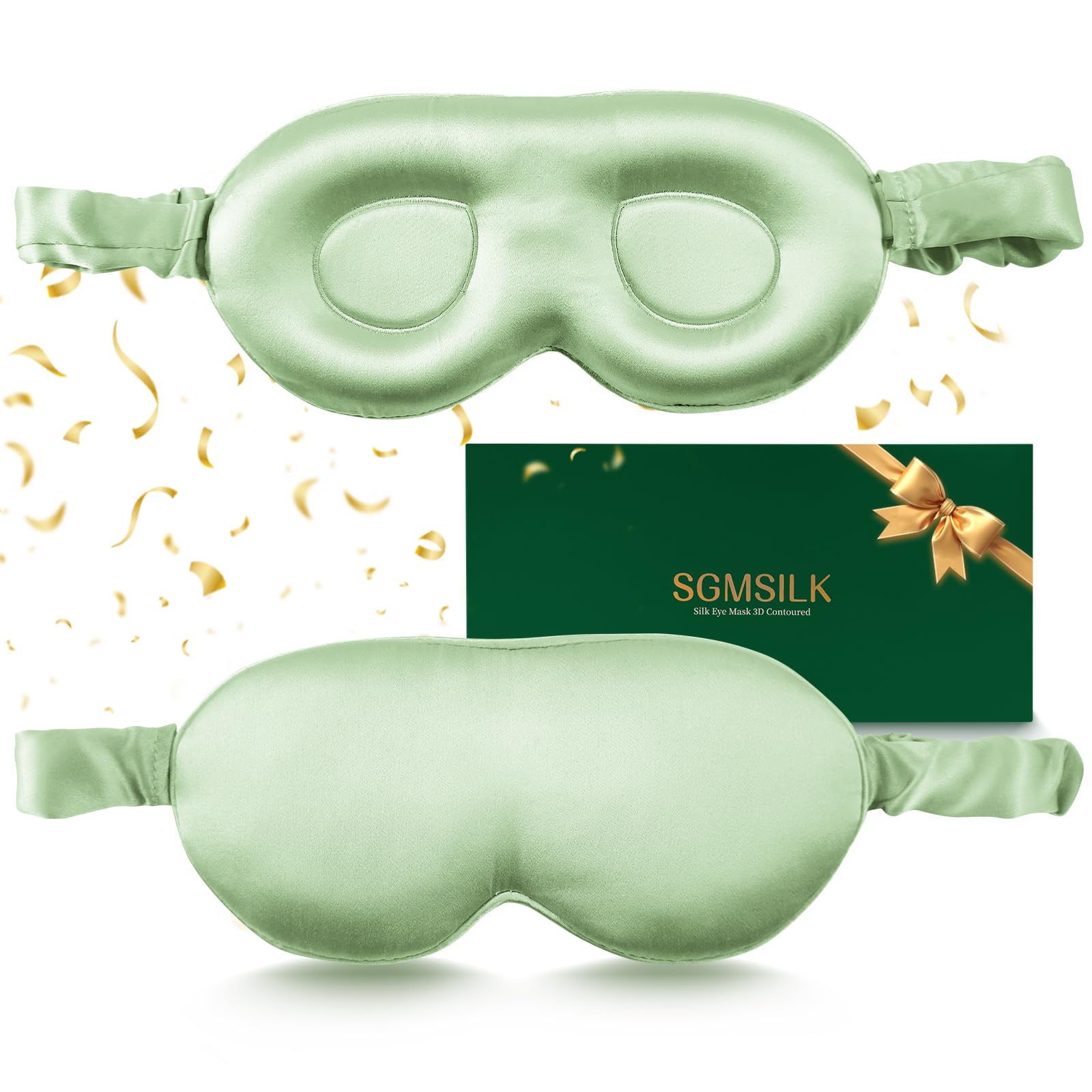 

SGMSILK Eye Premium 22 Momme Natural 3D Light No Adjustable Eye Silk Eye Premium 6A Grade Ultra Stylish Lime Green Mask, 100% Silk, Shape, Breathable,