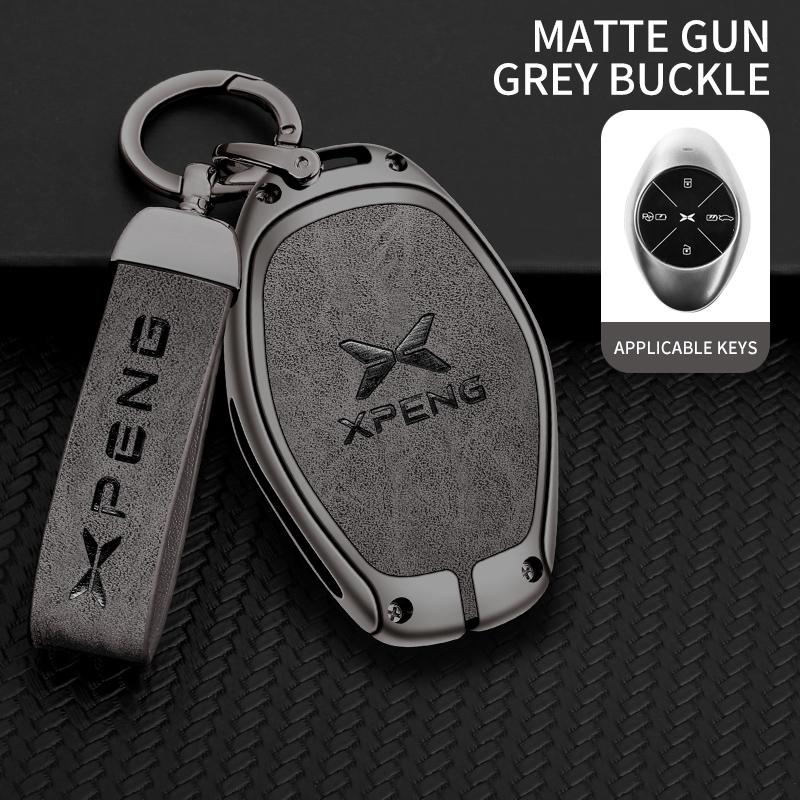 Zinc Alloy Leather Car Remote Key Cover Xpeng P7 P7I P5 G3 G3I G9 G6 Key Fob Car Key Case Protective Cover Auto Accessories