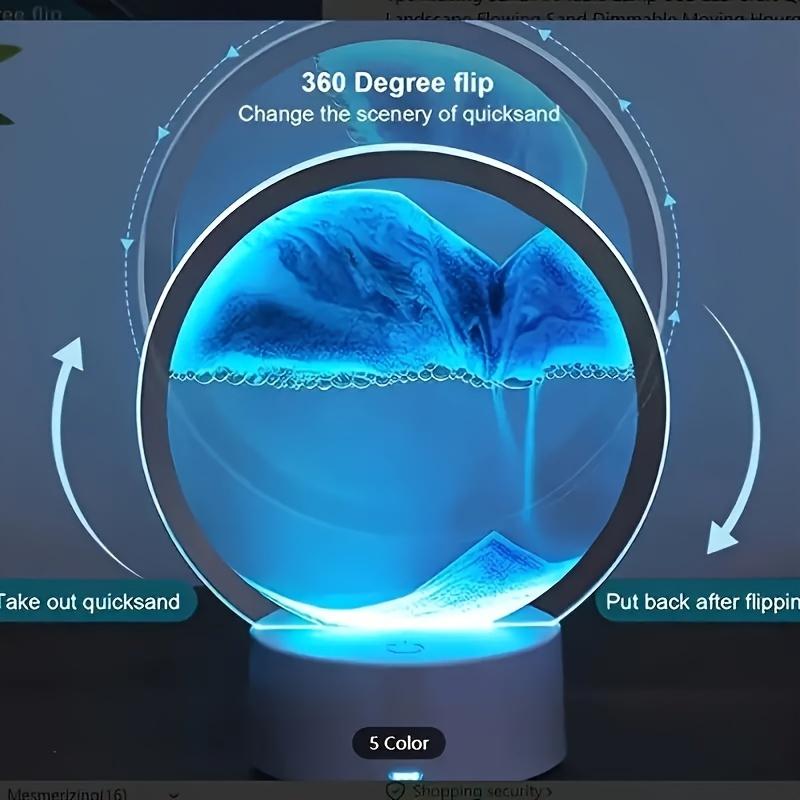 LED RGB Sandscape Lamp 3D Moving Sand Art Frame Night Light with Remote with 16 Colors Hourglass Light 3D Deep Sea Display