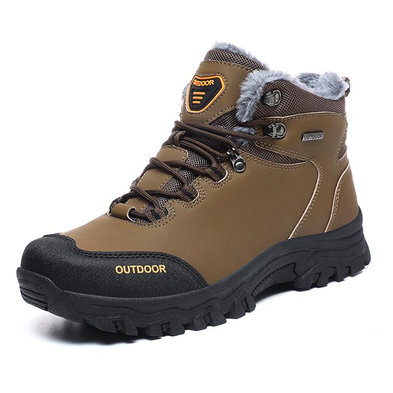 Men Winter Snow Boots Comfortable Leather Casual Sneakers Warm Plush Men's Ankle Boots Outdoor Male Anti Slip Hiking Boots