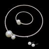 Artificial Pearl Jewelry Set With Diamondaccented Necklace Earrings And Bracelet For Women