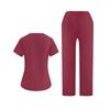 Ladies' Loose And Comfortable V-neck Short Sleeved Workwear With Multiple Pockets Suit Set