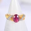 Solitare silver ring with natural filled ruby oval 6*8mm 2ct gemstones fine jewelry for women classic design