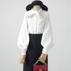 Spring and Autumn Women's Shirt Retro Bow Tie Single-breasted Temperament Lantern Sleeves Loose Casual Shirt Blouse