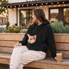 Unisex Casual Color Long Sleeve Hooded Sweatshirt with Pet Pocket