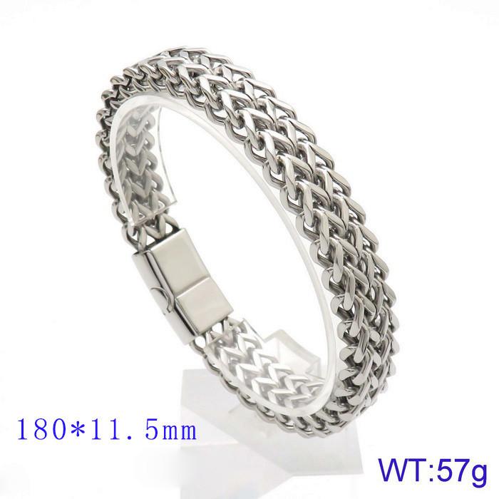 Hand Jewelry, Simple Personalized Woven Double-Row Front And Back Keel Flat Buckle Titanium Steel Men'S Bracelet