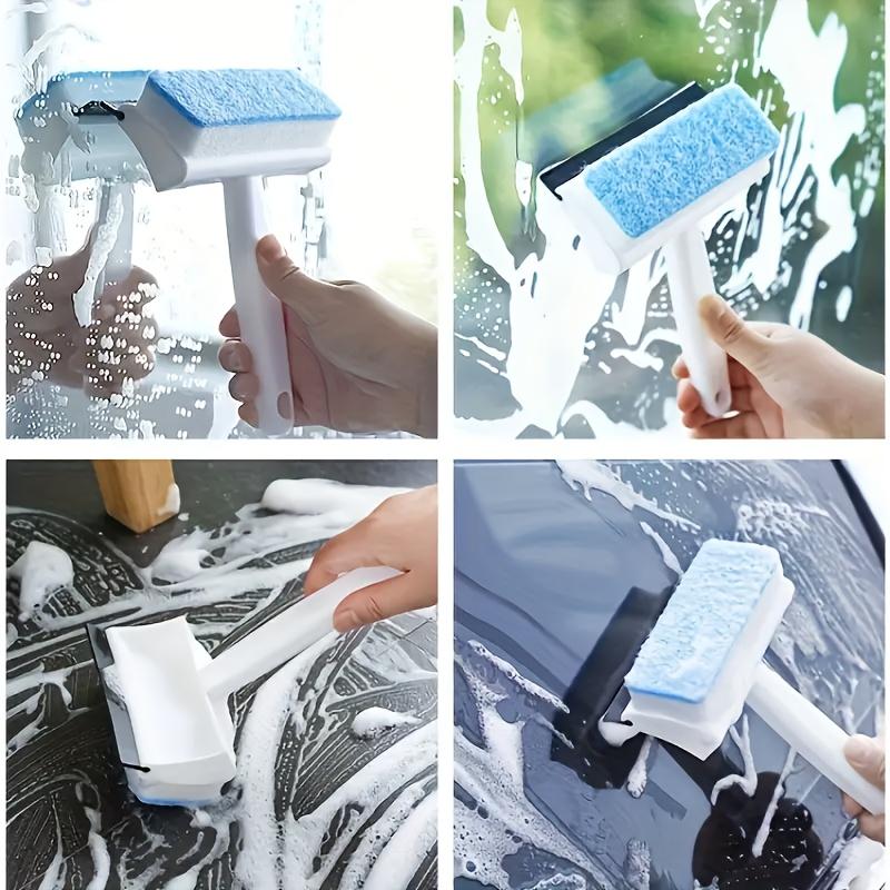 2 in 1 Silicone Blade&Sponge Multi-function Window Glass Wiper Brush Windows Cleaner for Kitchen Bathroom Shower Squeegee Scraper