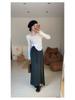 Korean Style High Waist Knitted A-Line Midi Skirt for Women