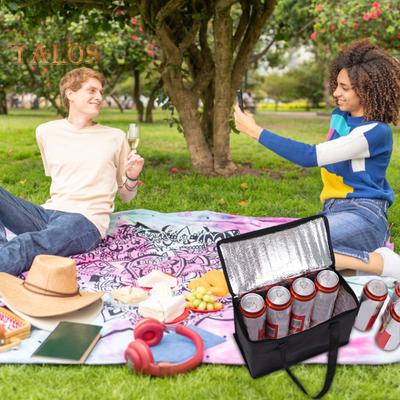 Portable Lunch Bag Wide Opening Lunch Tote Aluminum Foil Insulated Bag Outdoor Picnic Camping Hiking Food Drink Carrier