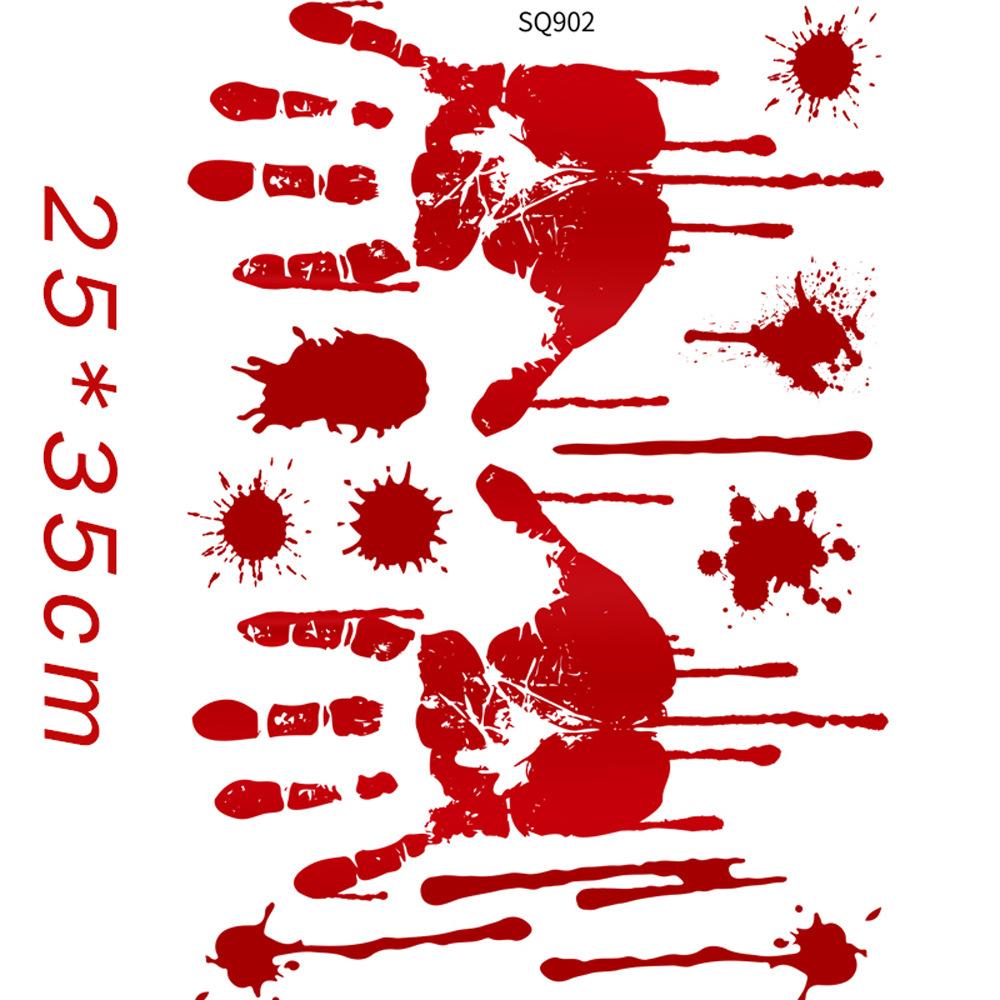 Halloween Horror Decoration Blood Handprint PVC Stickers Foot Handprint Wall Shopping Showcase Glass Window Transparent Stickers