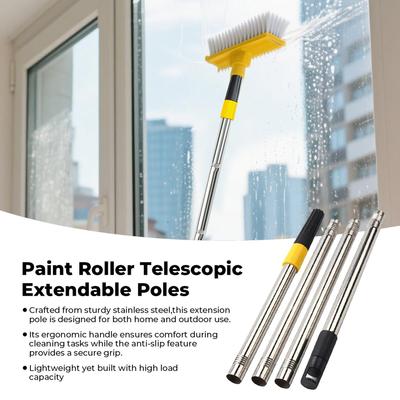 Extendable Pole Telescopic Extendable Paint Roller Handle Anti-Slip Stainless Steel Rod With High Load Capacity For Painting