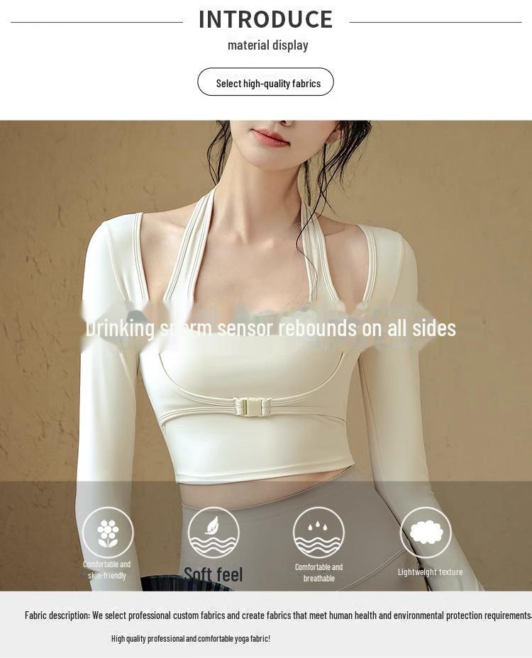 Spring Quick-Dry Running Fitness Suit: Two-Piece Long-Sleeve Yoga Top with Fixed Chest Pad