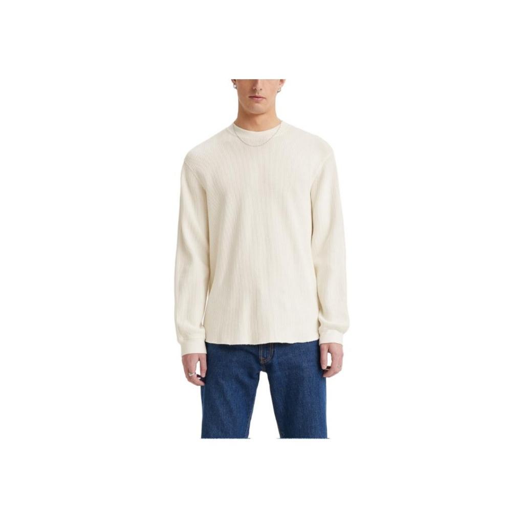 Levis FW23 Solid Color Crew Neck Pullover Long Sleeve Sweatshirt Men sweatshirt White A1851-0010