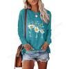 Spring and Autumn Round Neck Small Daisy Flower Pattern 3D Printed Top Fashionable Casual Long Sleeved Women's T-shirts