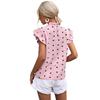 Women's European & American Polka Dot Ruffle Crew Neck Shirt