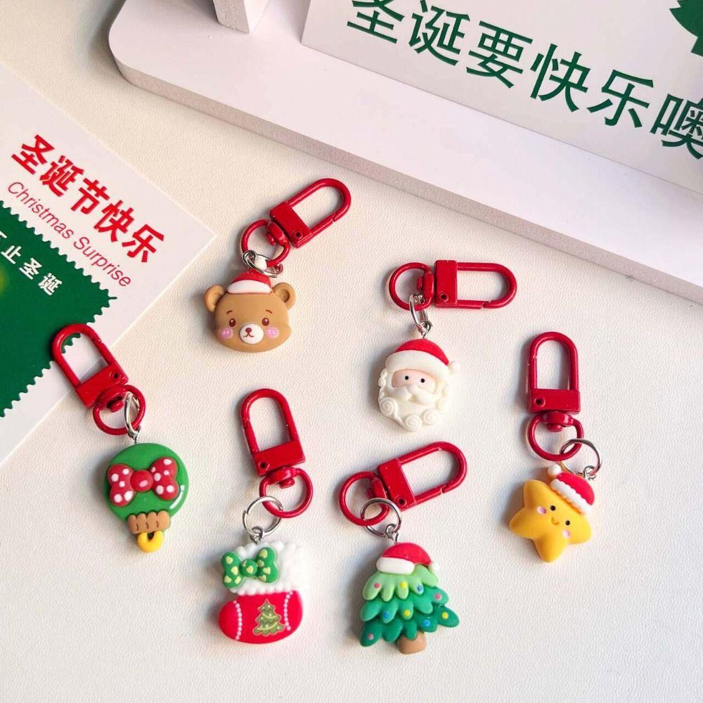 Christmas Tree Christmas Resin Key Chain Socks DIY Chain Pendant  Decoration
