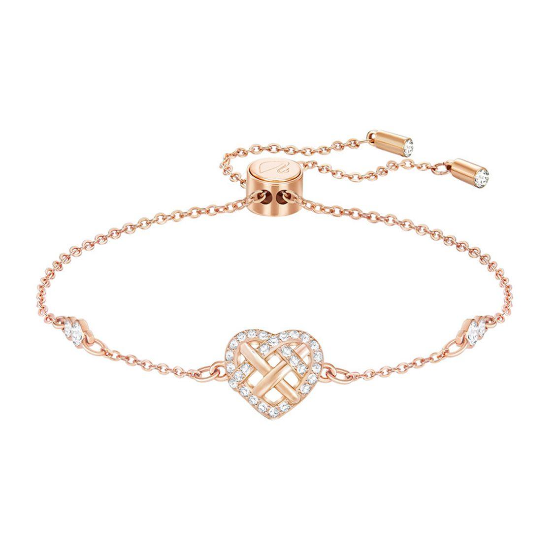 Swarovski Greeting Fashion Hollow Heart Rose Gold Bracelet Women Bracelet 5368099 Rose Gold-tone Plated,F
