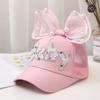 Children Big Bow cartoon Baseball Cap Cute Girls Pearl Snapback caps Sun Caps Mesh Rabbit Ear UV Protection Summer Hats boy