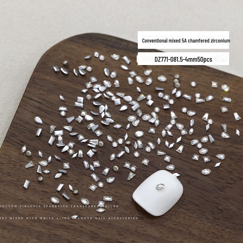 50-Piece Mixed Shape Zircon Manicure Diamonds