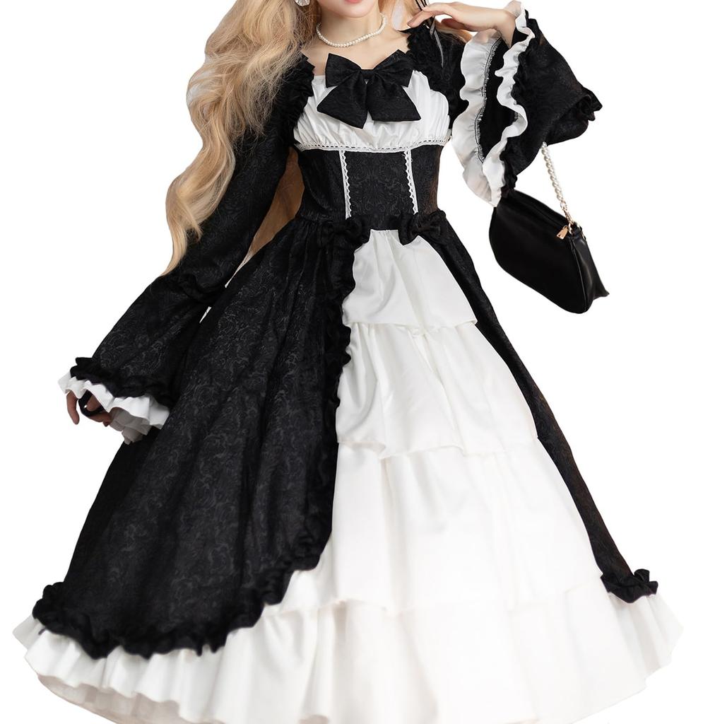 Sivrusn Gotisches Lolita-Kleid mit Spitze, perfekt für Süße und Edle, Wunderschönes Retro-Prinzessinnen-Lolita-Hofkleid, Größe 2XL Damen, Rüschen, Cosplay,