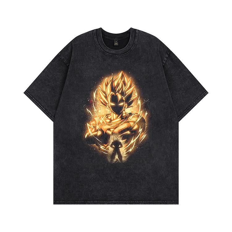 Summer New American Washing Water Short Sleeves Old High Street Style T-shirt Heavy Loose Couple Tide Men and Women Same Style
