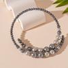 Retro Clavicle Chain Grey Choker Europe America Style Glass Pearl Openning Necklace  Birthday