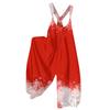 Damen Retro Sommer Overall Jumpsuit mit Weihnachtsdruck und nicht verstellbaren Trägern für den lässigen Alltag