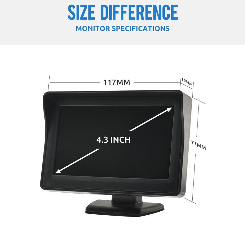 Car Rear View Camera Wide Degree 4.3" TFT LCD Display or Monitor Waterproof Night Vision Reversing Backup 2In1 Parking Revere