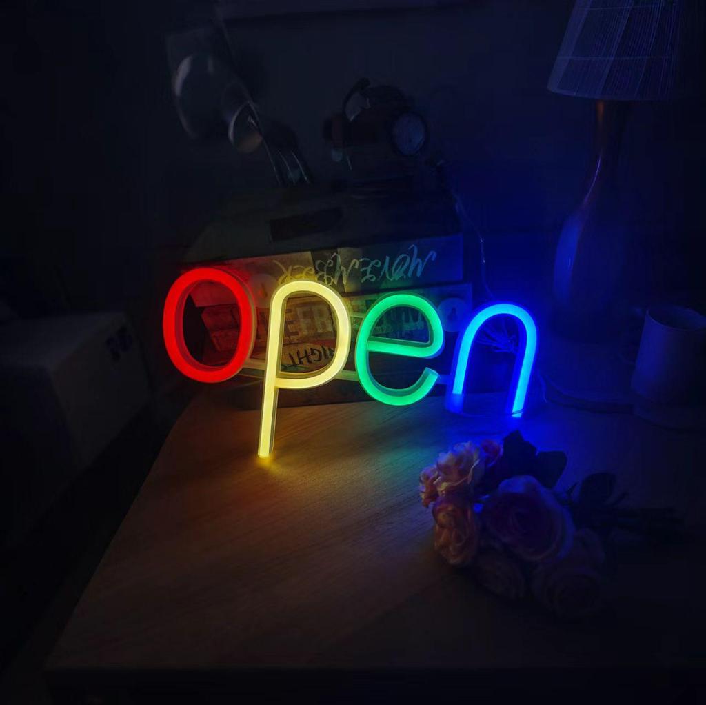 Panneau mural Néon LED 'Open' Moderne - Illuminez Votre Maison avec un Éclat Élégant