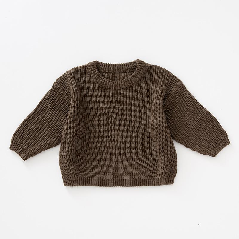 Hot Selling Girls' Solid Color Knit Pullover Sweater