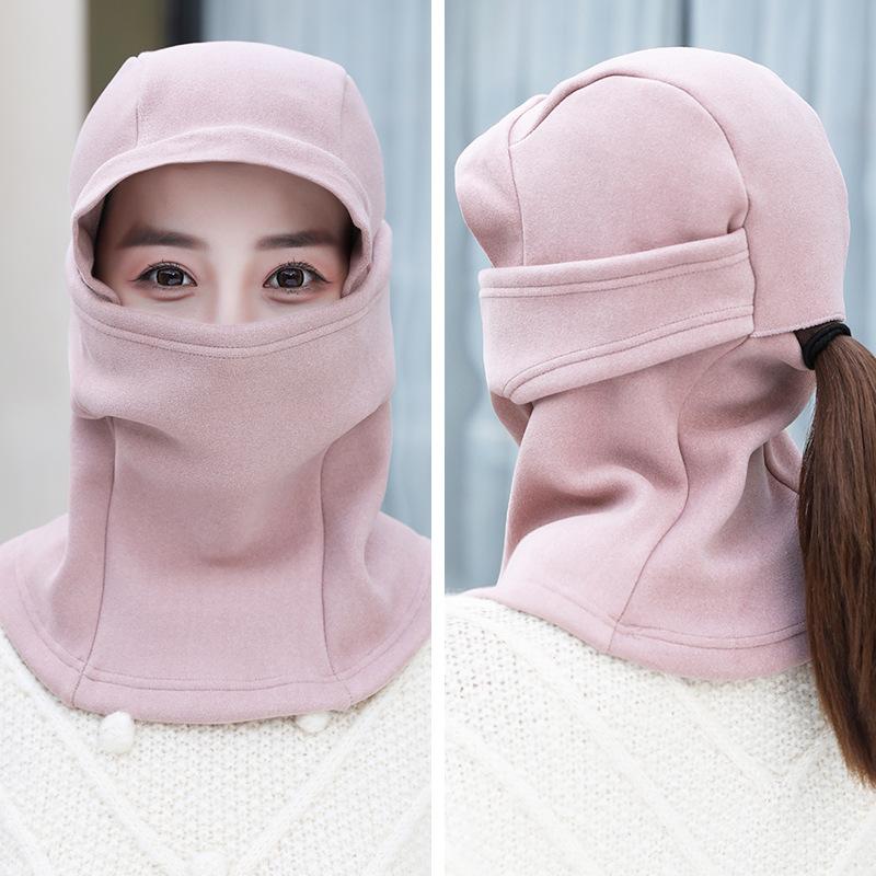 

Теплая шапка Детская зимняя велофлисовая утолщенная новая ветрозащитная шапка-пуловер Теплый шарф-шапка One size (elastic) розовый