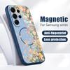Magnetic For Magsafe Case For Samsung Galaxy S26 Ultra S25 Edge S24 Plus S23 FE S22 A54 A55 A56 5G Flower Garden Pattern Matte Cover