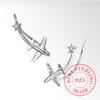 925 Sterling Silver Airplane Star Stud Earrings for Women 2025 Fashion Charm Wedding Engagement Party Jewelry