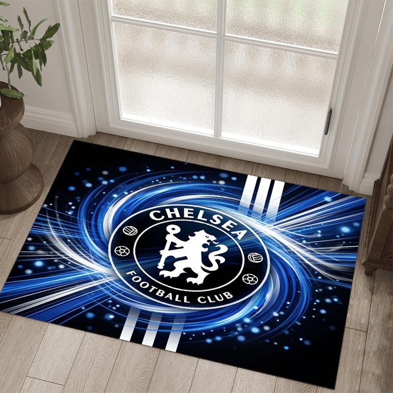 Chelsea FC Tasarımlı Kristal Kadife Halı Rahat Non?Yatak Odası Oturma Odası Girişi İçin Kaymaz Desenli Halı