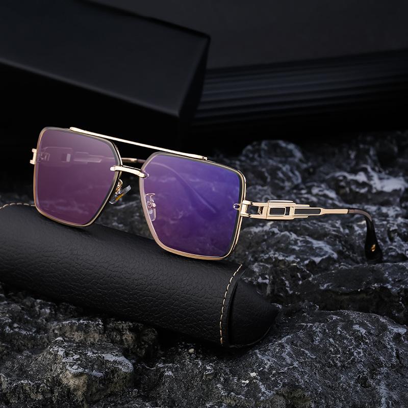 Boîte Lunettes de soleil Homme et Femme Rétro Haut de Gamme Lunettes de soleil Branches Creuses Monture Complète Lunettes Nuances