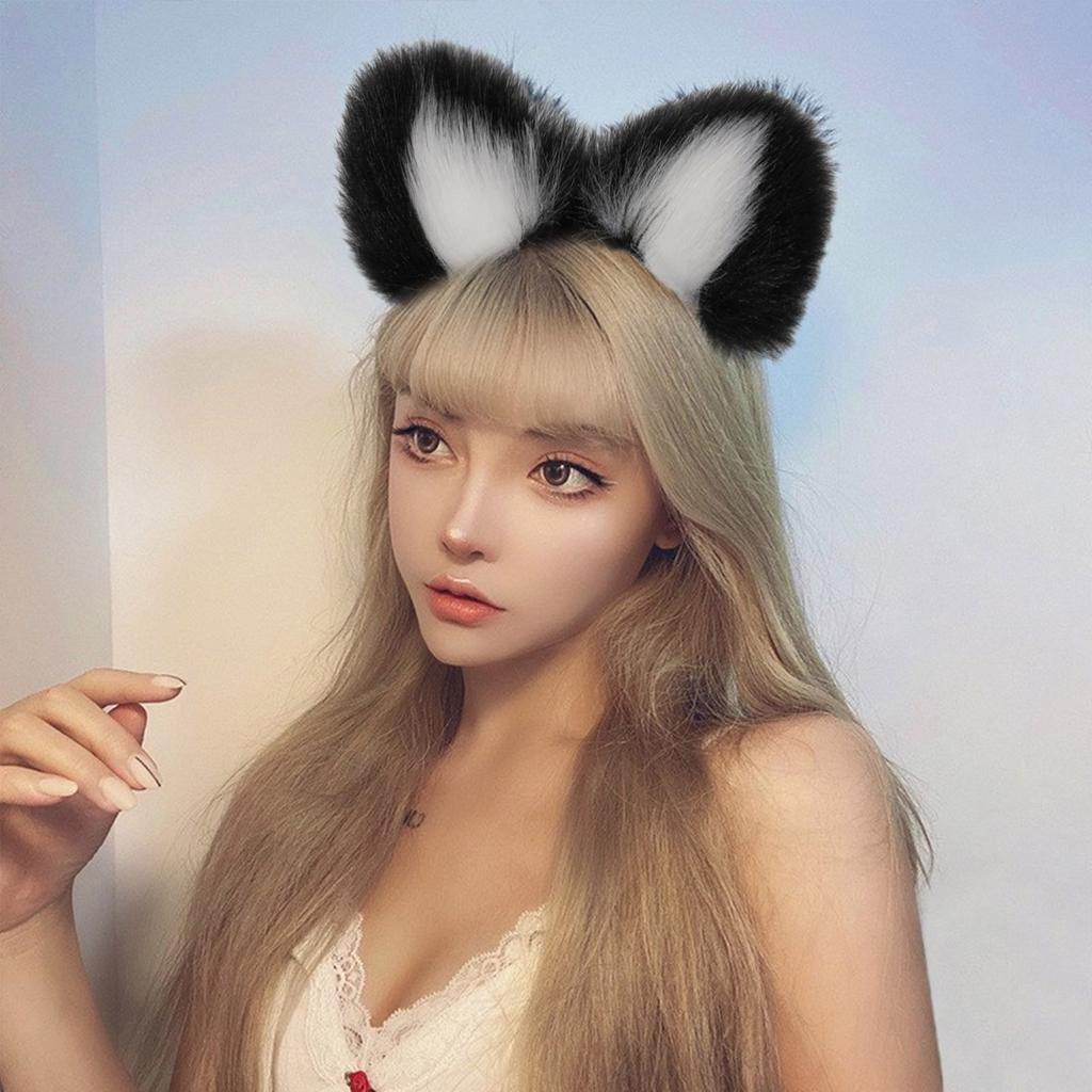 Stylish Fox Tail Pendant Keychain Adornment Dainty Cat Ear Hairband Portable Car Charm for Bag Backpack Decoration