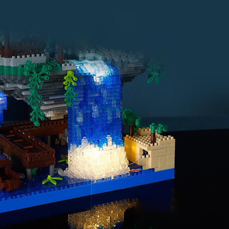 Peach Blossom Pool Castle Building Blocks Assembling Series Building Model Educational Children's Micro-particle Assembling Deco