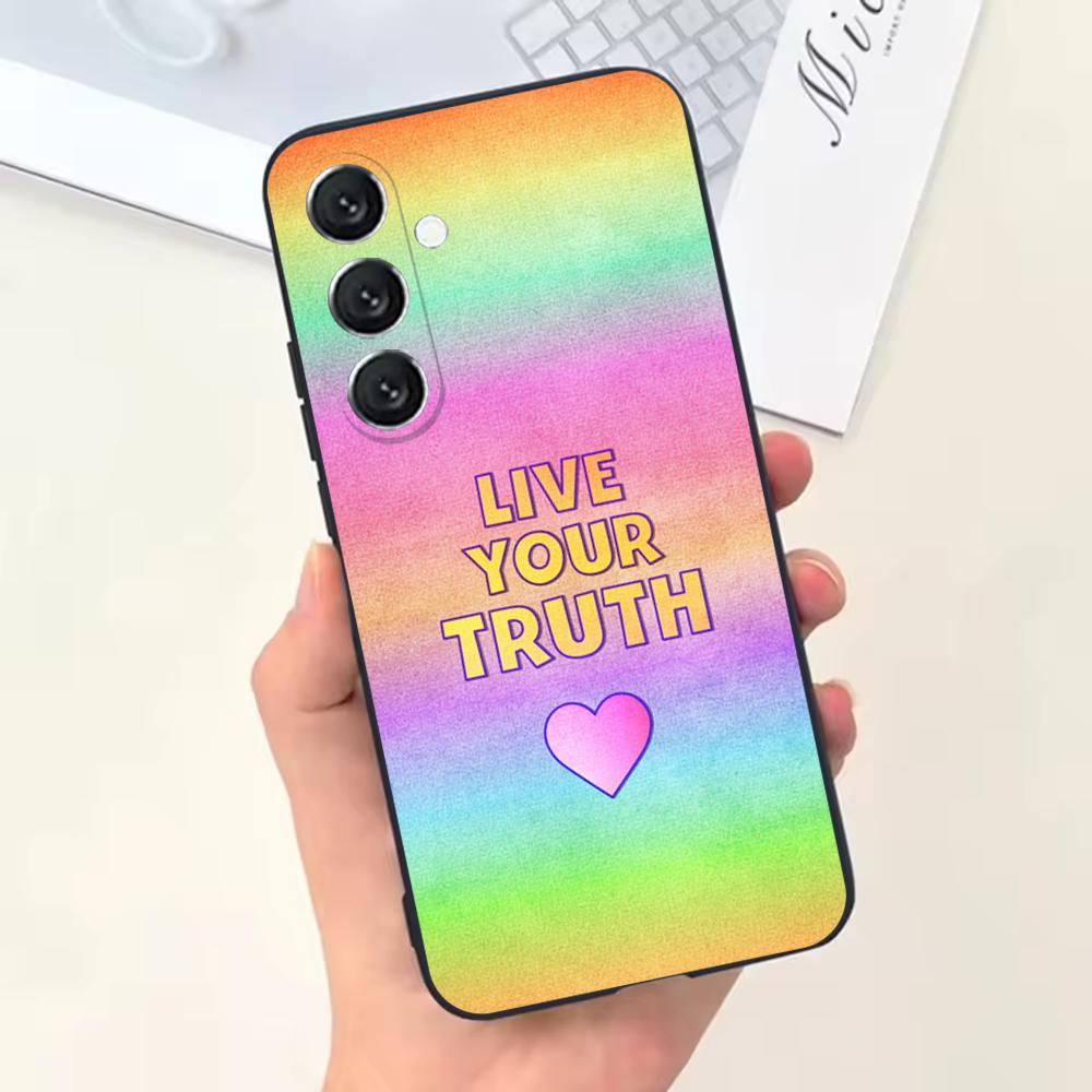 L-Lesbian LGBT Rainbow Pride Phone Case For Samsung Galaxy A13,A21s,A22,A31,A32,A52,A53,A71,A80,Soft Black Shell