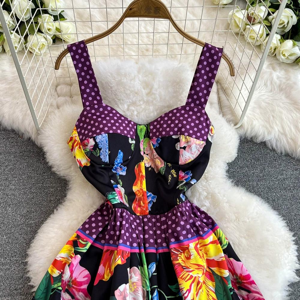 Sommer Frauen Designer Print Polka Dot Runway Kleider Sexy trägerlosen Urlaub Strand Party Kleid