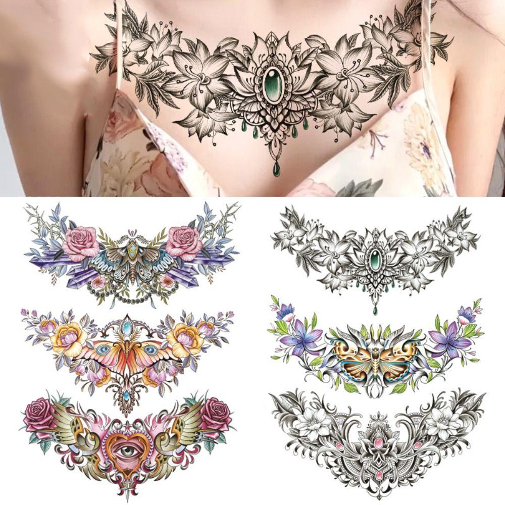 

Eye Pattern Cross Chest Tattoo Long Lasting Flower Temporary Tattoos Body Art