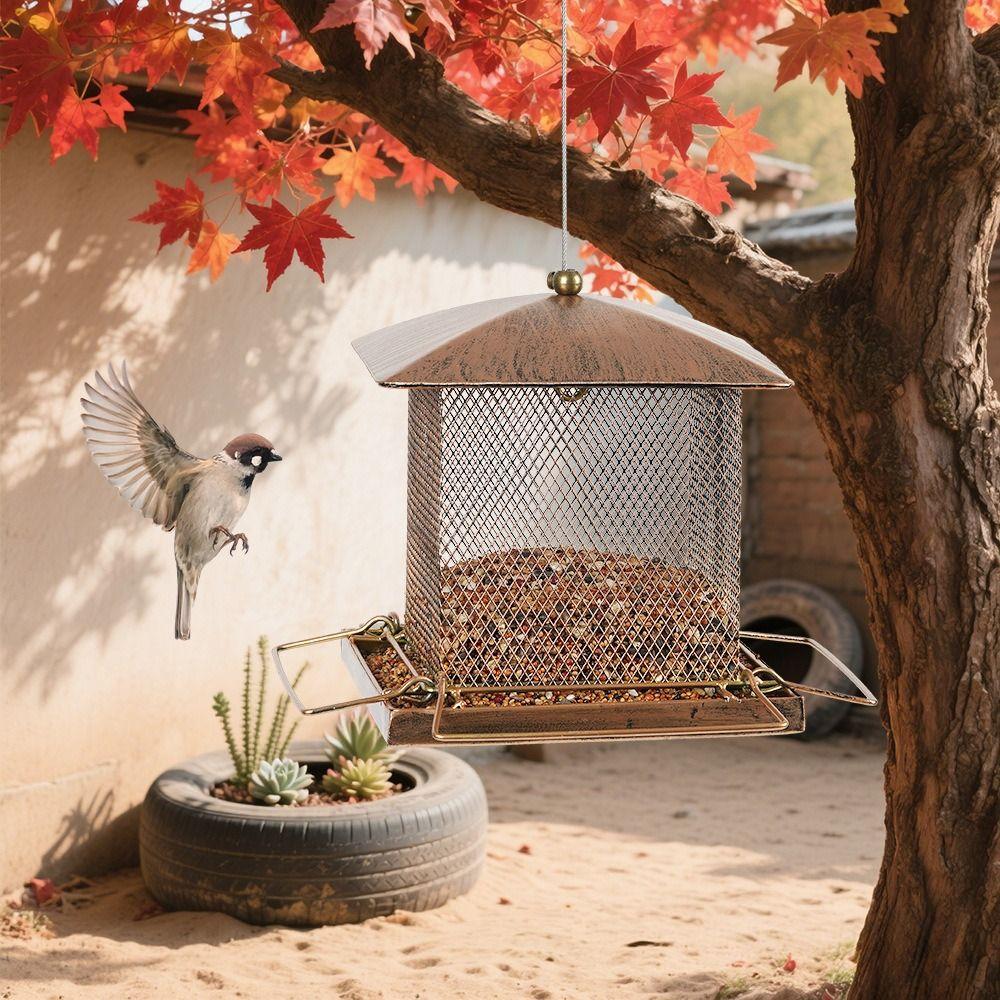 Heavy Duty Garden Bird Feeder Large Capacity Bird Food Bowl Birdhouse Parrot Feeding Station Patio