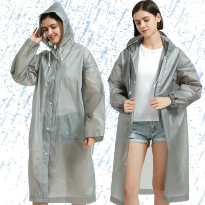 Gray Raincoat Waterproof Coat with Hood 70x145CM