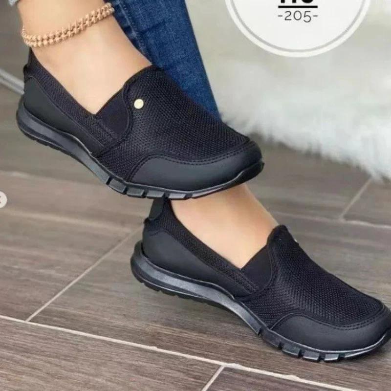 Fashion Women Shoes Platform Sneakers New 2024 Summer Breathable Single Shoe Female Soft Sole Flat Shoes Casual Board Shoes Plus Size 43