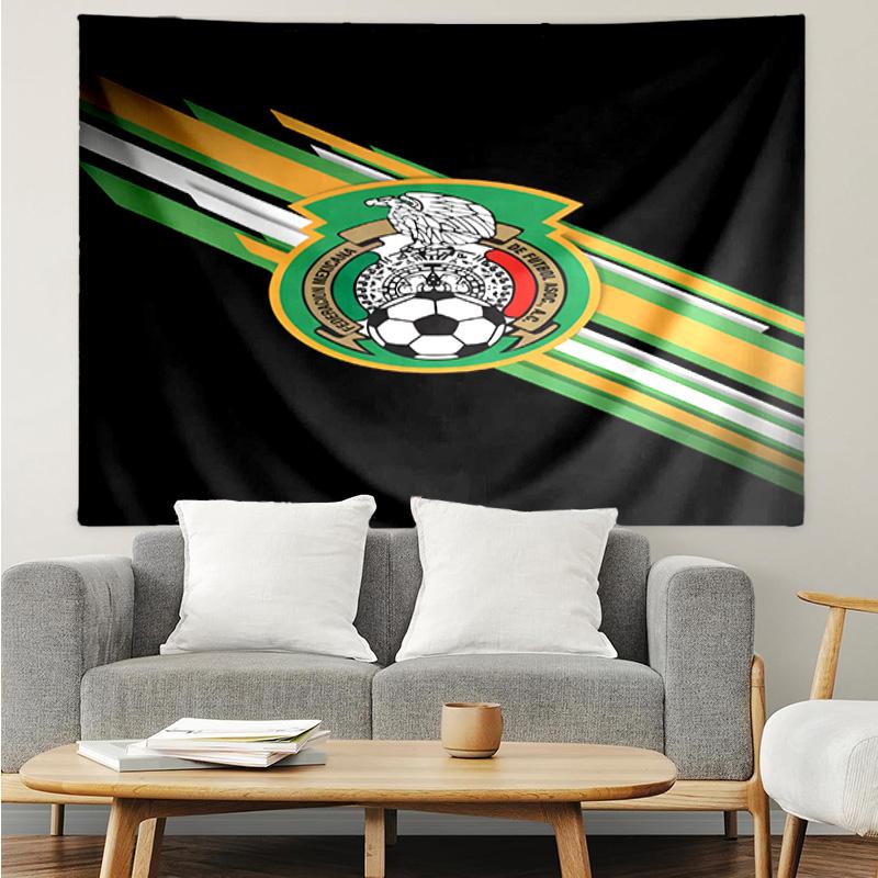 Mexico Football Team Emblem Printed Printed Tapestry, for Bedroom,Livingroom, dormitory, Large Wall Decor, Fabric Decor Fan Birthday Gifts