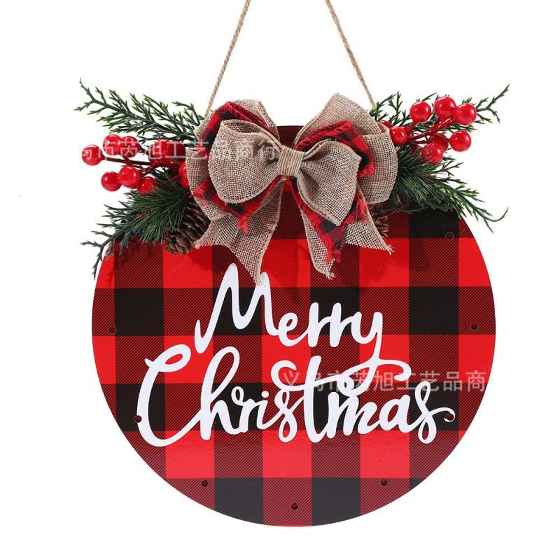 Wooden Round Hanging Sign Christmas Welcome Door Decor Festive Party Wall Ornament Holiday Seasonal Decoration