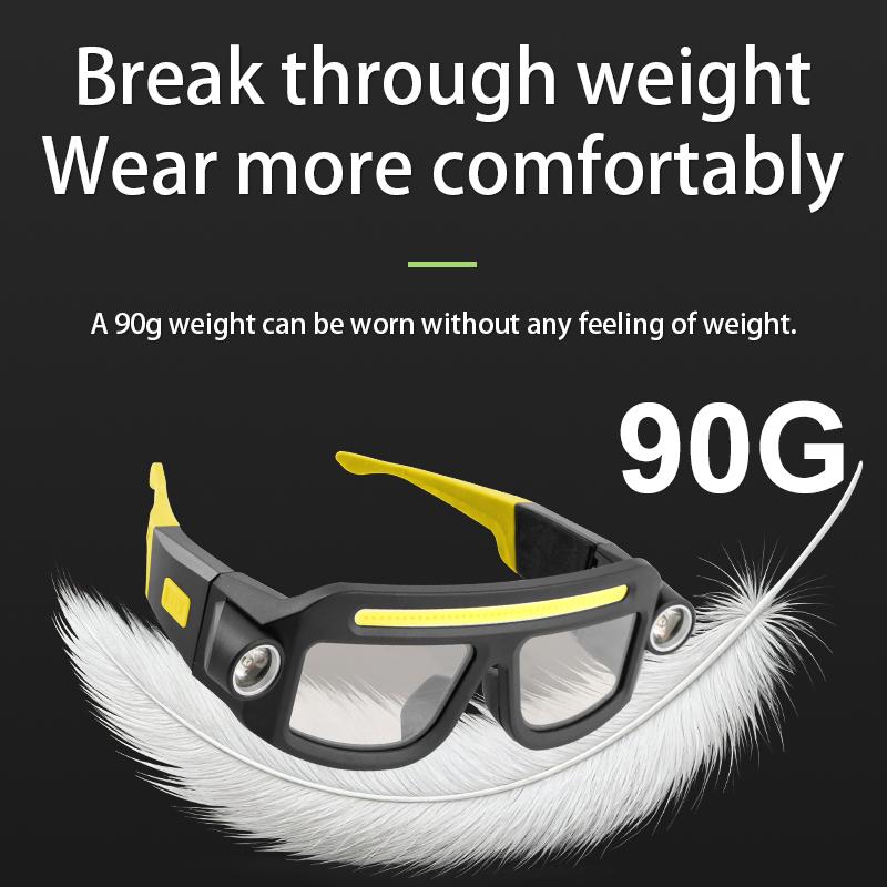 LED Safety Glasses with Lighting Function, Rechargeable Headlamp Glasses, Hands-free Work Lighting Goggles with Side Flashlights