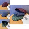 Retro Plaid Beret Hat With Sunshade For Womens Casual Streetwear