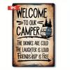 Vintage Camping Van Metal Sign Welcome To Our Camper Rustic Wall Decor Outdoor RV Summer 8x12 Inch