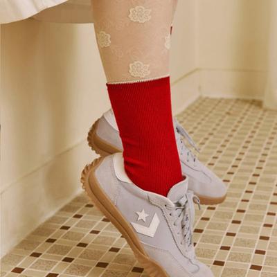 SOCKS APPEAL Rib Plain Red